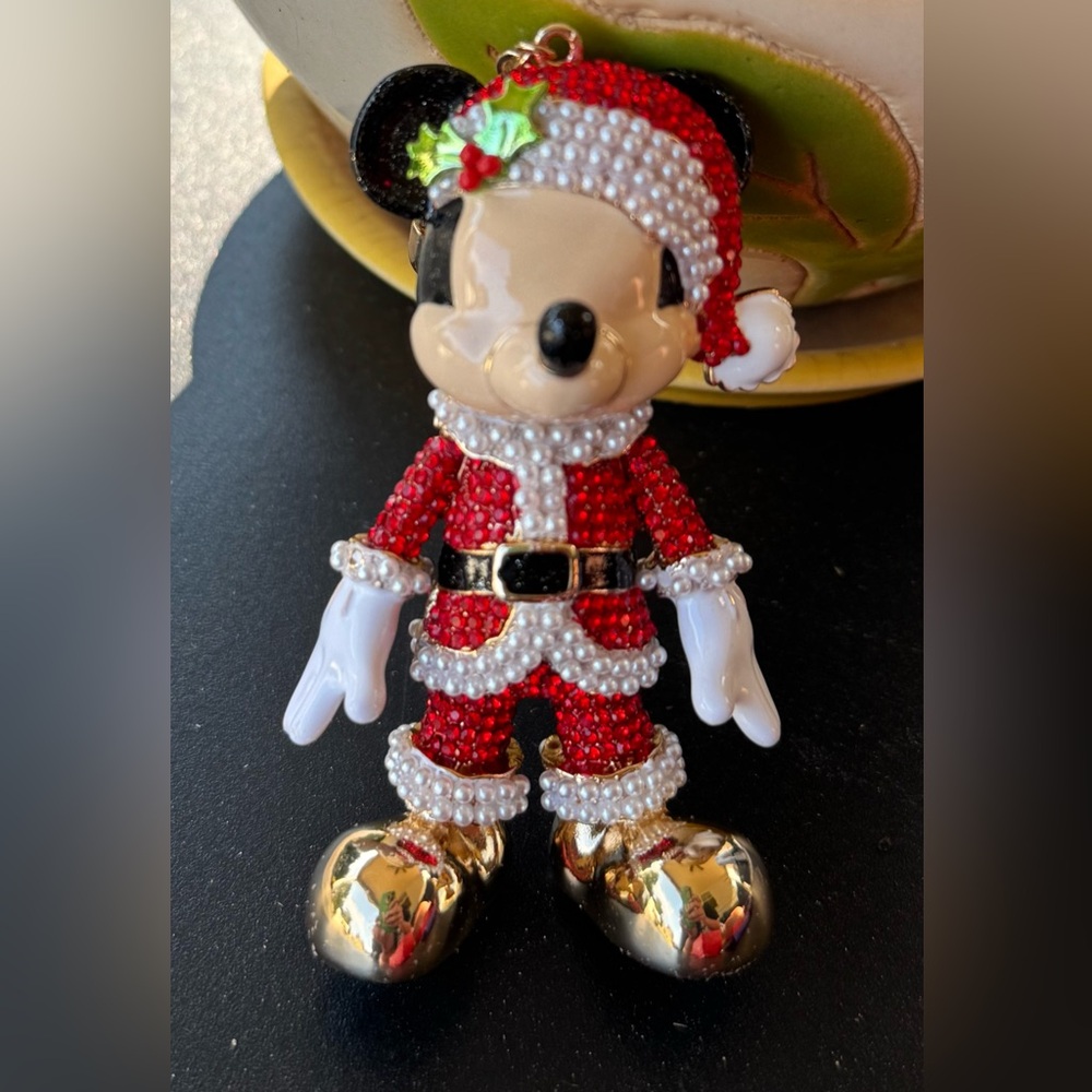 Disney x Baublebar Mickey Mouse in Festive Santa Outfit w/Faux Pearls Christmas